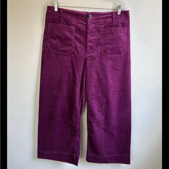 Anthropologie Maeve The Collette Corduroy Wide Leg Pants Grape Purple Size 33 - Picture 4 of 13